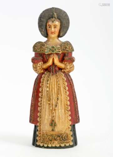 Young girl in prayer Polychromewax 18th centuryH: 20,5 cm(restorations)