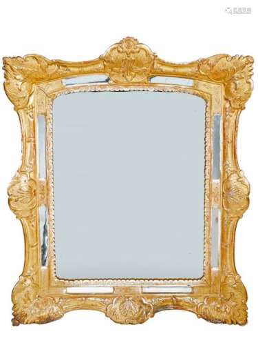 Regency style beaded mirror in carved and gildedwood French work, early 18th century76 x 62 cm(accidents, missing parts and restorations)