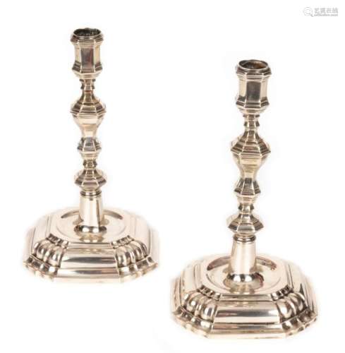Pair of Louis XIV style silver candlesticksTraces of punches and more recent punches 800/1000Period: XVIIIthH: 19,5 cmTotal weight: +/- 700 grs(missing bobèches)