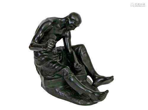 Constantin MEUNIER (1831-1905)The stonemason Bronze with green patinaSigned C. SuckerH: 33 cm