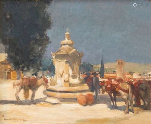 Charles SWYNCOP (1895-1970)Animated square in Spain Oil on canvasSigned lower left38.5 x 46 cm