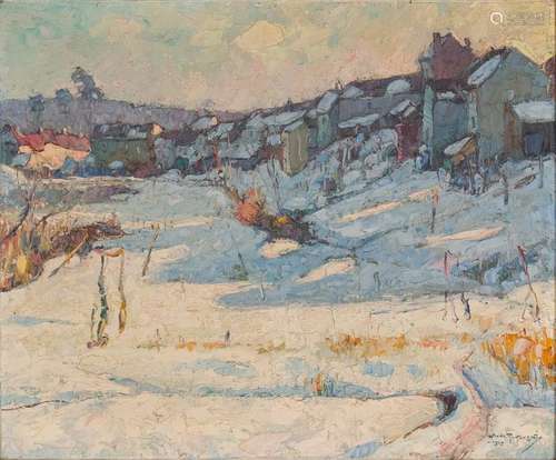 Mécislas de RAKOWSKI (1882-1947)Le village sous la neigeOil on canvasSigned lower right M. de Rakowski and dated 1929Old label on the back 