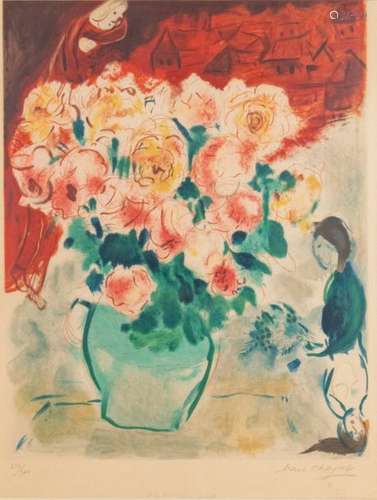 Marc CHAGALL (1887-1985) (after)Le bouquet, 1955 (Sorlier CS8) Colourlithograph on paper by Charles SorlierSigned, numbered in pencil 242/300 by Marc Chagall and annotated 