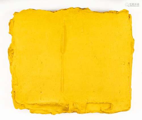 Bram BOGART (1921-2012)Yellow 4Painting-material on woodenframe Signed and dated 1972 on the edge, countersigned, dated and titled on the back43 x 52 cm(chips)