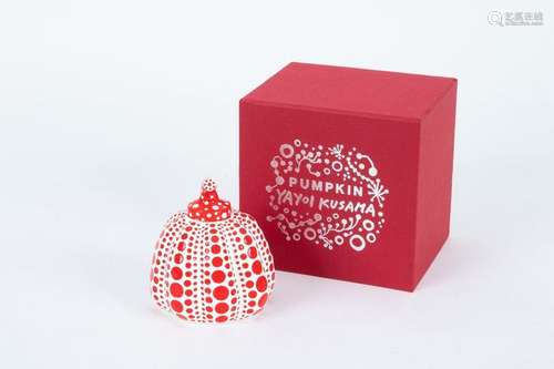 After Yayoi KUSAMARed pumpkinPainted resin sculptureCarries the artist's copyright under the base, in its originalcase H: 10 cm