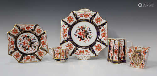 A Wileman & Co Foley china part tea service, late 19th century, decorated in the Imari palette