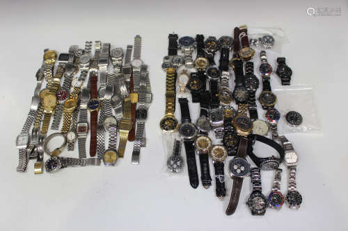 A large collection of assorted wristwatches, including Seiko, Accurist, Mirvaine and Rotary.Buyer’