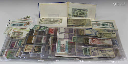 A large collection of European and world banknotes.