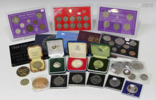 A group of mainly Royal Mint commemorative coinage, including year-type sets and a silver crown
