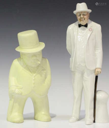 A Bovey Pottery cream glazed Our Gang figure of Winston Churchill, printed marks to base, height