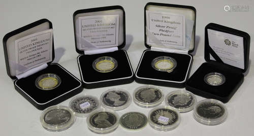 Nine late 20th century commemorative silver crown-size coins, including a Republic of Somalia two