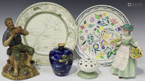 A group of decorative ceramics, late 19th century and later, including a Royal Worcester posy