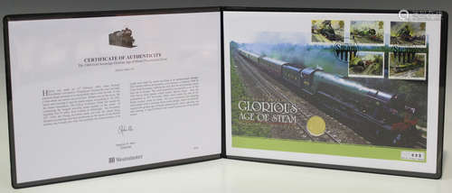 A Westminster Mint Glorious Age of Steam gold sovereign 1968 presentation cover, limited edition.