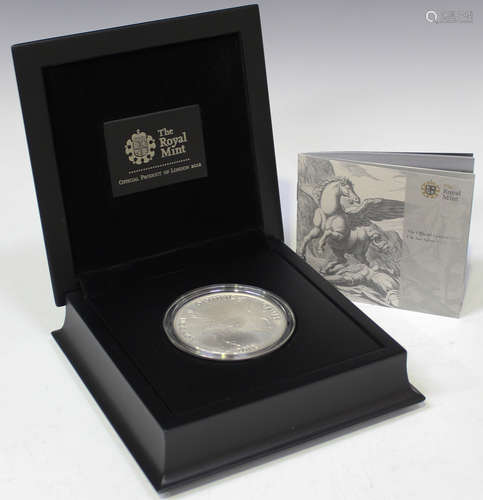 An Elizabeth II Royal Mint London Olympic Games 5oz silver ten pounds coin 2012, cased and boxed.