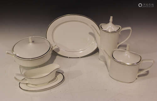 A Spode 'Silver Eternity' part service, including coffee pot and cover, teapot and cover, two