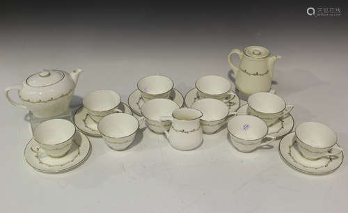 A Royal Doulton Rondo pattern part tea service, comprising teapot and cover, hot water pot and