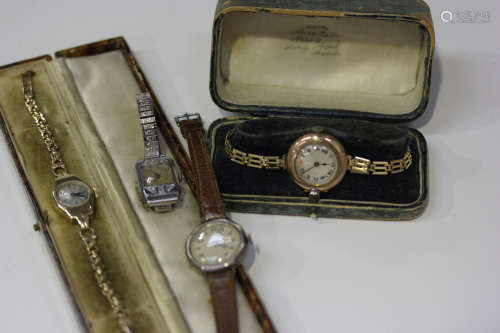 A Rolex 9ct gold circular cased lady's wristwatch with signed jewelled movement, the W & D case back