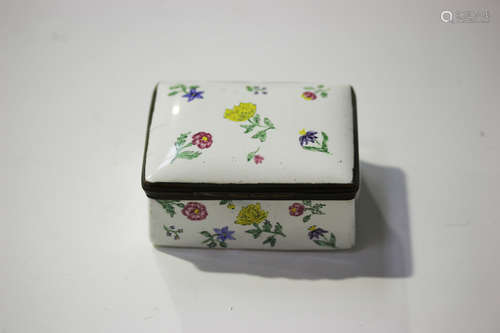 A German enamel snuff box, second half 18th century, the rectangular body polychrome enamelled