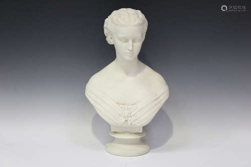 A Copeland Parian bust of Princess Alexandra, originally modelled by Mary Thornycroft, circa 1883,