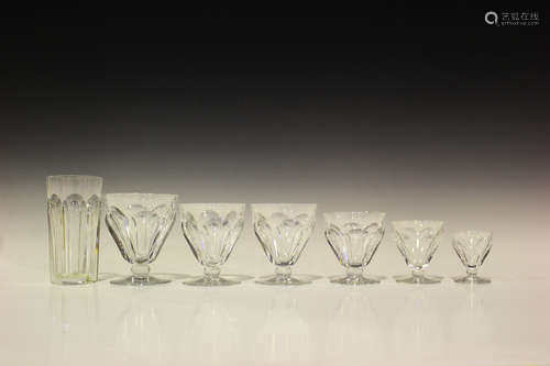 A part suite of Baccarat Talleyrand pattern glasses, originally designed circa 1937, comprising nine