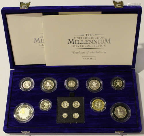 A Royal Mint Deluxe Proof Millennium silver thirteen-coin set, cased.