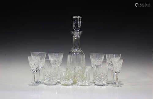 A part suite of Waterford Crystal Lismore pattern glassware, comprising decanter and stopper, six