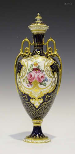 A Royal Crown Derby two-handled vase and cover, circa 1942, painted by C. Gresley, signed, with