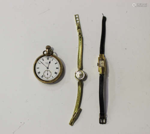 A J.W. Benson retailed gold keyless wind half-hunting cased lady's fob watch with signed jewelled