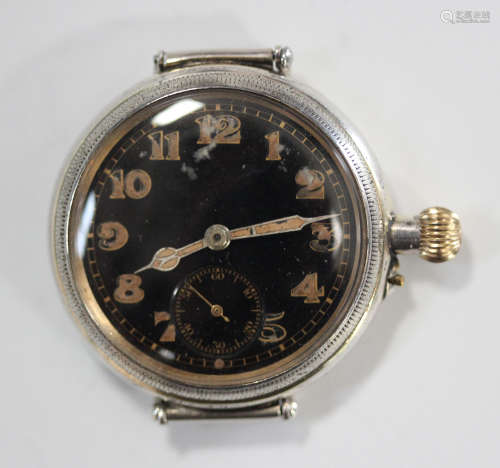 A Longines silver circular Borgel cased gentleman's wristwatch, the gilt jewelled lever movement