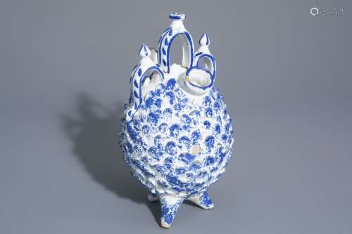 A Spanish blue and white pine cone shaped pottery ...