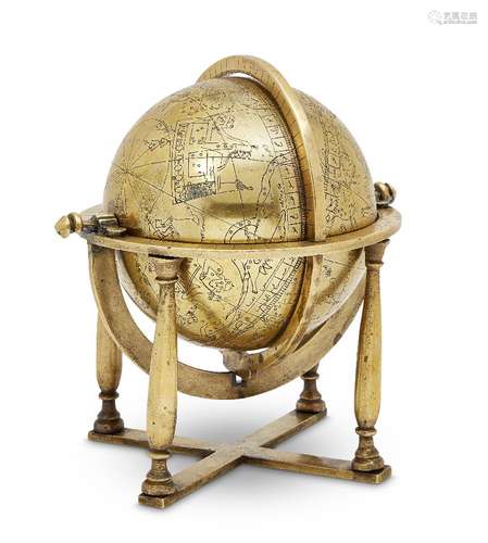 A large Indo-Persian engraved brass celestial globe, signed 'Amal Nasir al-Din Tusi' and dated AH