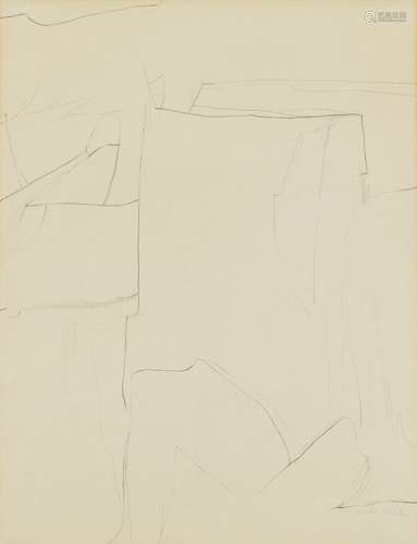 Samia Halaby, Palestinian b.1936, Untitled, 1963, pencil on paper, signed and dated 