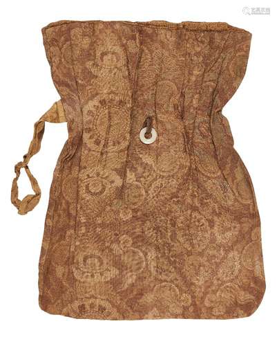 A Qarakhanid woven damask silk bag, Central Asia, 12th century, of rectangular form, with a fasten