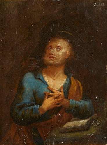 Follower of Pier Francesco Mola, Italian 1612-1666- St Peter in Penitence; oil on paper laid down on