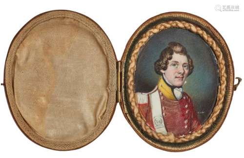 British School, early 19th century- Portrait miniature of a British officer of the 34th (Cumberland)