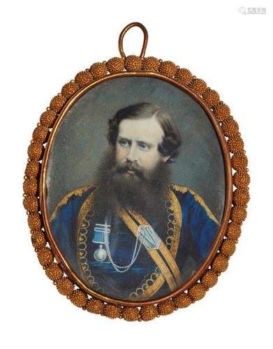 Circle of Louis Marie Autissier, French 1772-1830- Portrait miniature of a bearded gentleman,