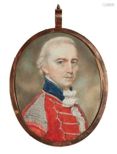 Circle of Horace Hone, British 1754/56-1825- Portrait miniature of a British officer, quarter-length