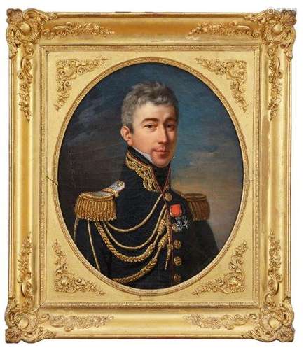 Josephine de Gallemant, French, early/mid 19th century- Portrait of an officer, quarter-length