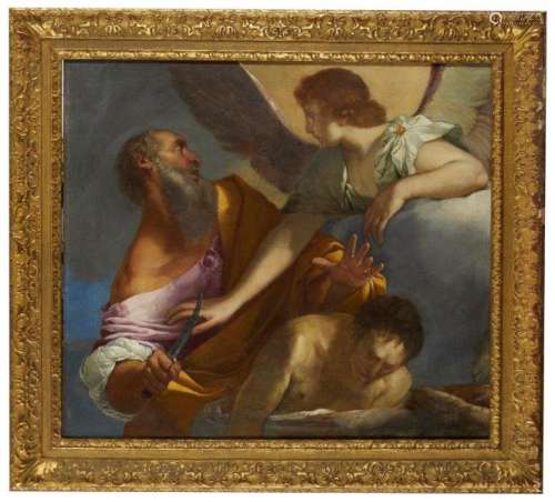 Circle of Giulio Carpioni, Italian 1611-1578- Abraham, Isaac and the Angel; oil on canvas, bears