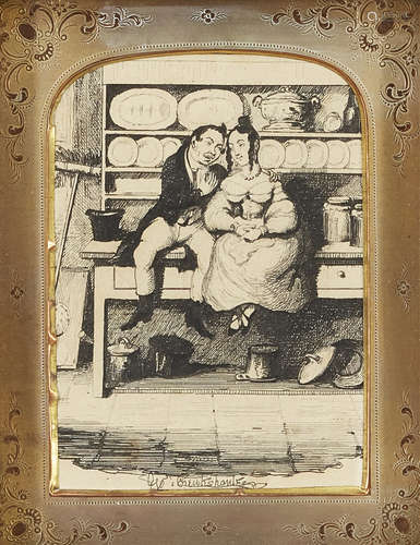 George Cruikshank, British 1792-1878- Watkins Tottle; etching, signed in plate, 9x6.5cm Note: an