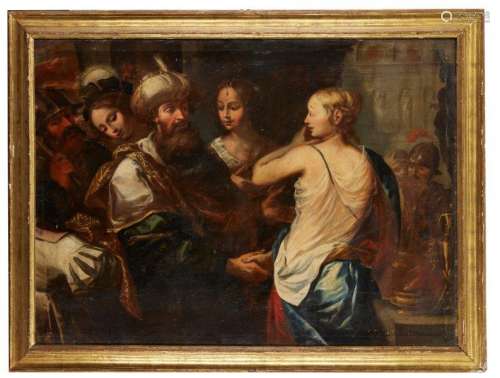 Genoese School, 17th century- Esther Before Ahasuerus; oil on canvas, 116x161cm Provenance:
