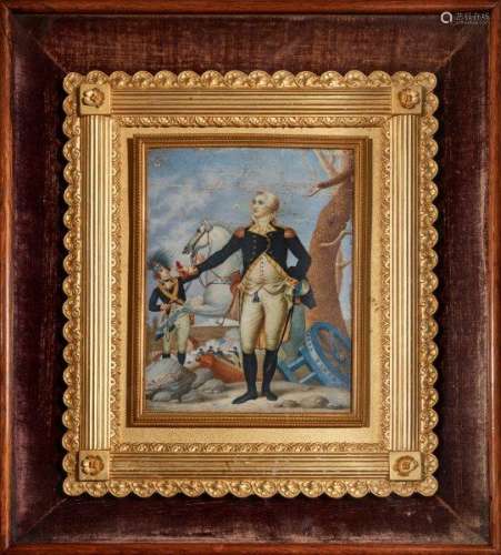 After Walter Robertson, Irish 1750-1801/02- Portrait miniature of George Washington before the
