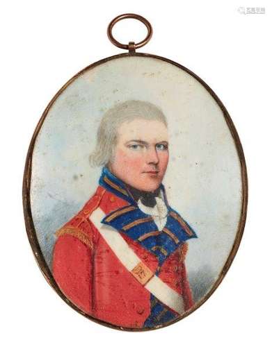 British School, late 18th/early 19th century- Portrait miniature of a young British officer of the