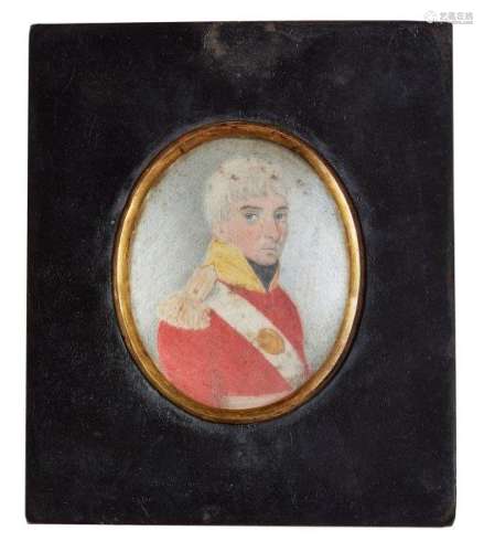 British School, late 18th/early 19th century- Portrait miniature of a British officer, quarter-