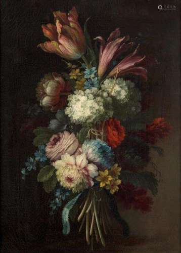 Circle of Mario Nuzzi called Mario de Fiori, Italian 1603-1693- Still life of flowers tied with a