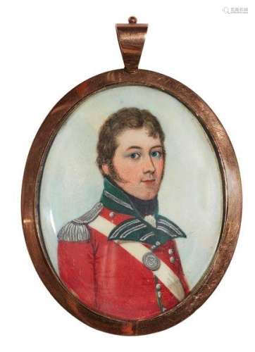 British School, late 18th/early 19th century- Portrait miniature of a young officer of the 68th Foot