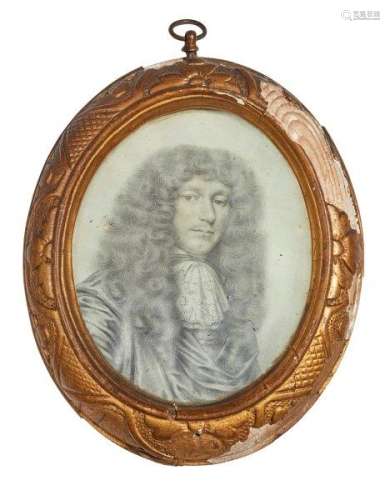 Attributed to David Loggan, English 1634-1692- Portrait miniature of a gentleman traditionally