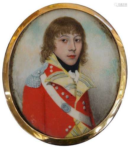 Circle of Jeremiah Steele, British c.1780-c.1826- Portrait miniature of a young British officer,