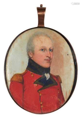 British School, early 19th century- Portrait miniature of a British officer, quarter-length turned