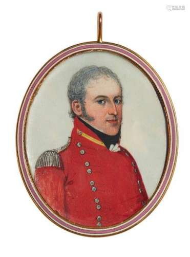 British School, early 19th century- Portrait miniature of a British officer, possibly militia,